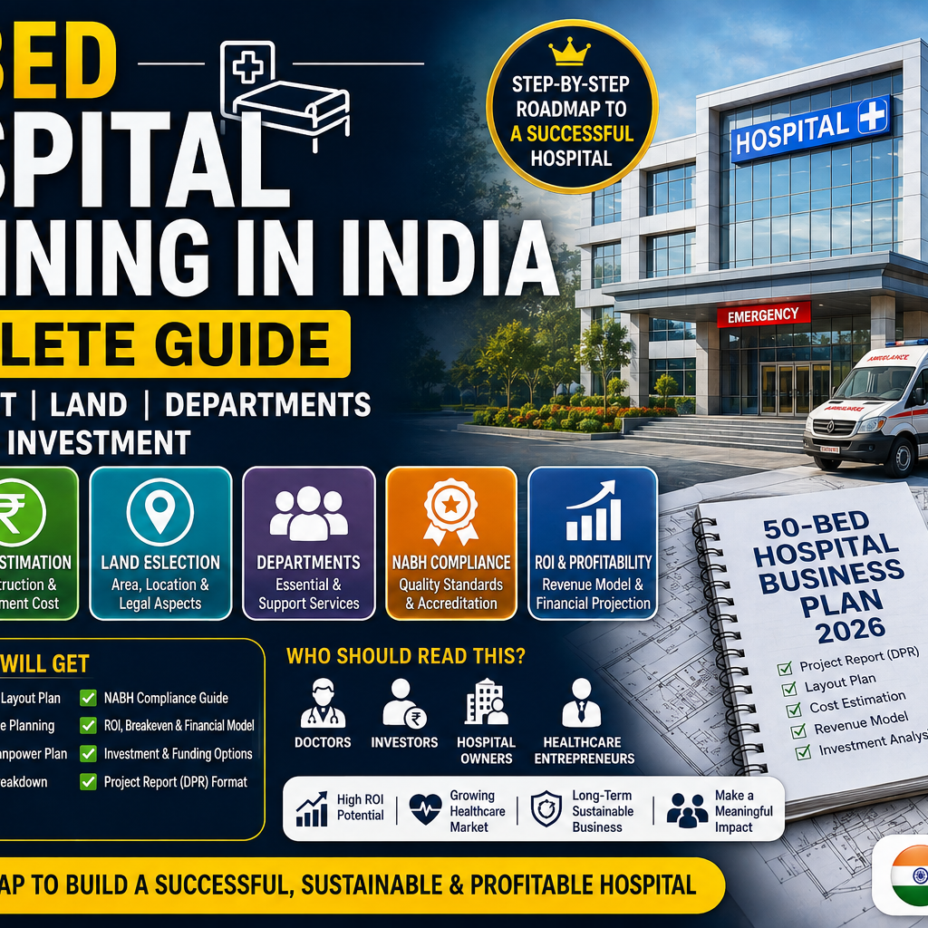 50-Bed Hospital Planning in India: Complete Guide to Design, Cost, Land, Departments, NABH, ROI & Investment